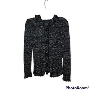 BCBG Maxazria Womens Medium Black White Marled Hooded Jacket Hoodie